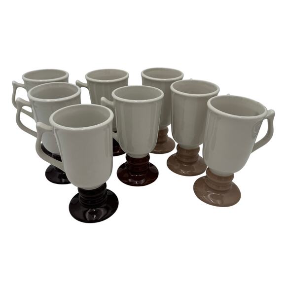 Vintage Hall Pedestal Irish Coffee Cappuccino Mugs 1970s #1273 Made in USA Set/8 - Picture 1 of 7